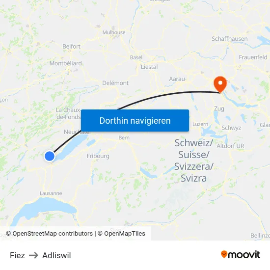 Fiez to Adliswil map