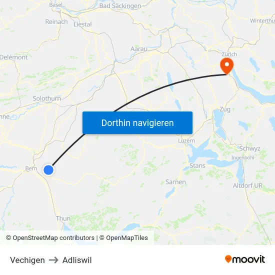 Vechigen to Adliswil map
