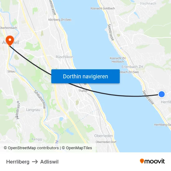 Herrliberg to Adliswil map