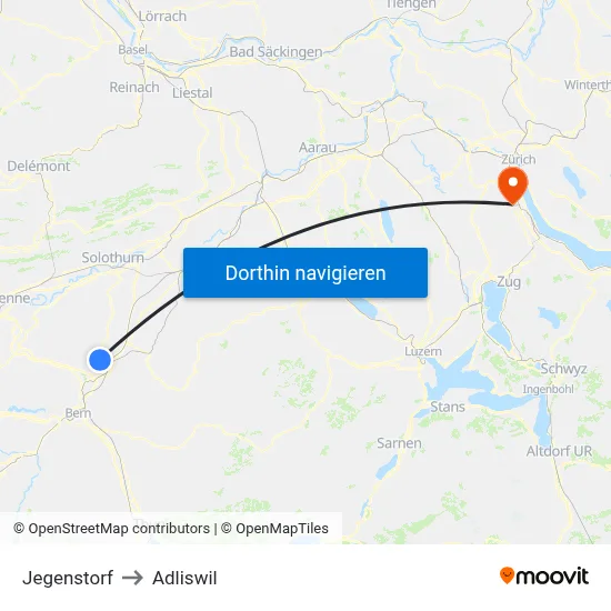 Jegenstorf to Adliswil map