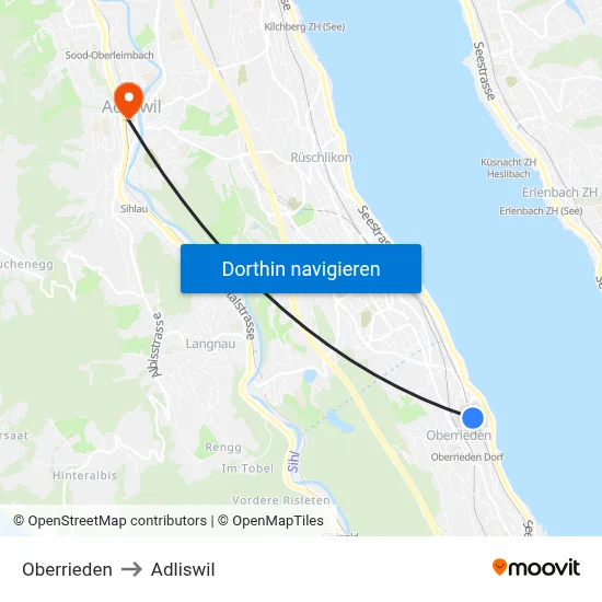 Oberrieden to Adliswil map