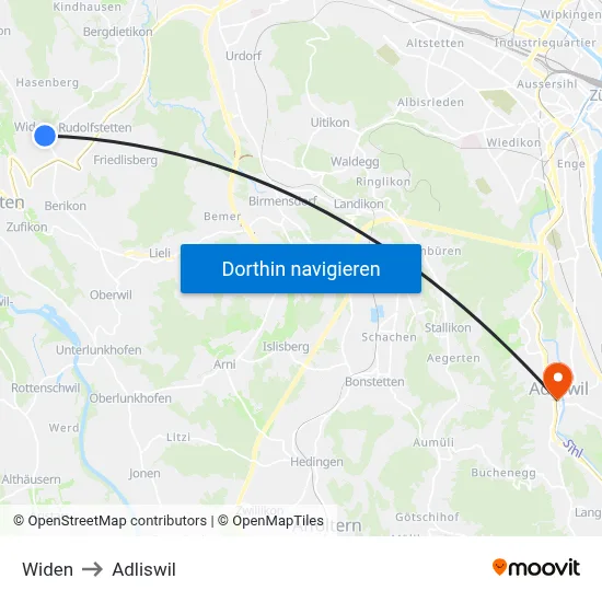 Widen to Adliswil map