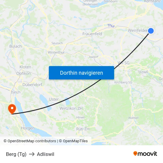 Berg (Tg) to Adliswil map