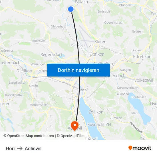 Höri to Adliswil map