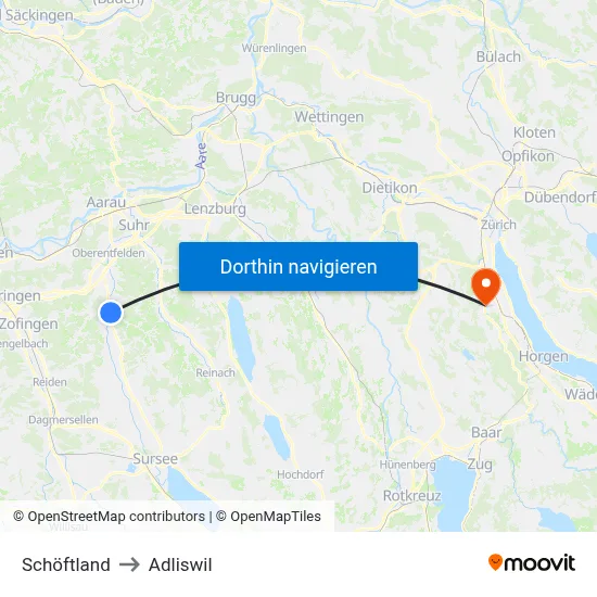 Schöftland to Adliswil map
