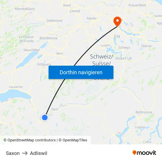 Saxon to Adliswil map