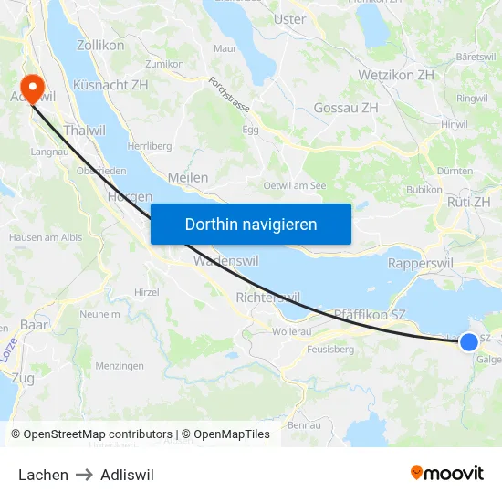Lachen to Adliswil map