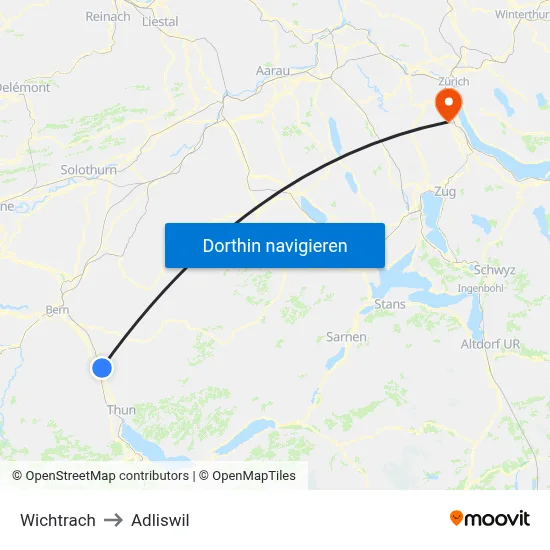 Wichtrach to Adliswil map