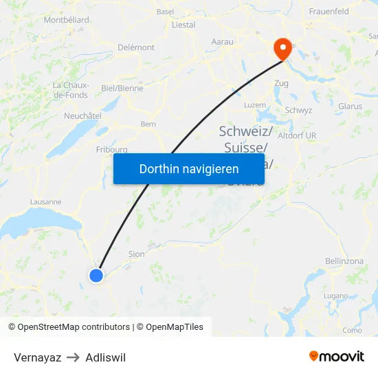Vernayaz to Adliswil map