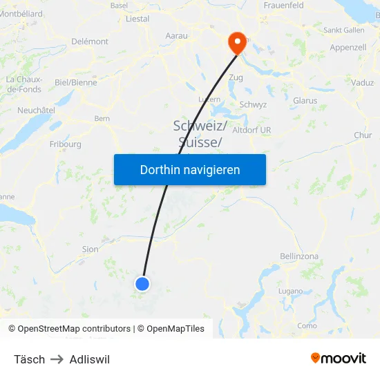 Täsch to Adliswil map