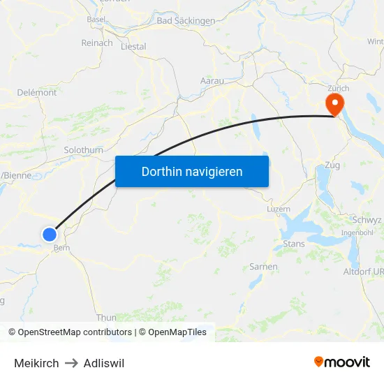Meikirch to Adliswil map