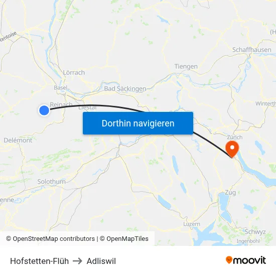 Hofstetten-Flüh to Adliswil map