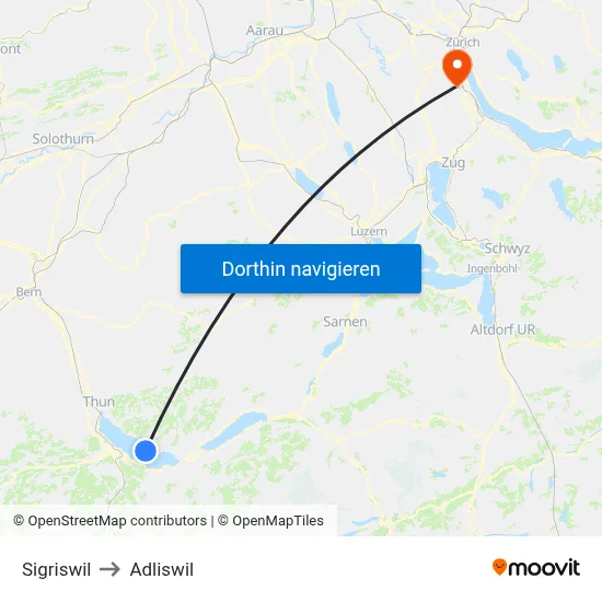 Sigriswil to Adliswil map