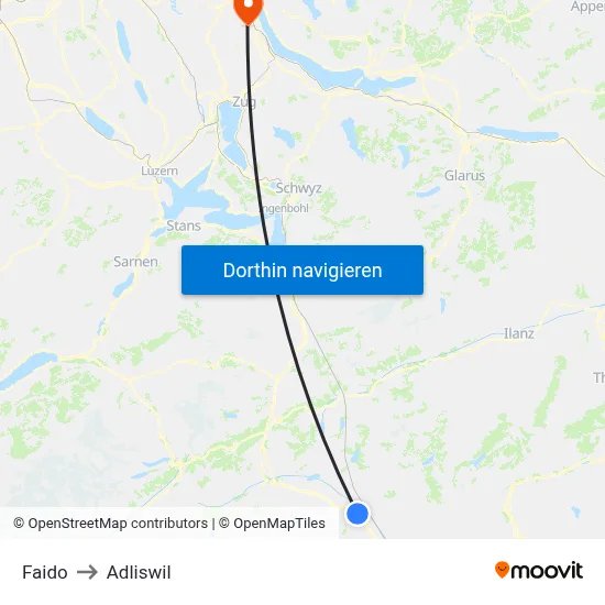 Faido to Adliswil map