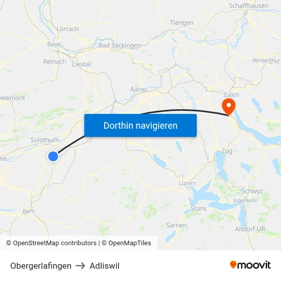 Obergerlafingen to Adliswil map