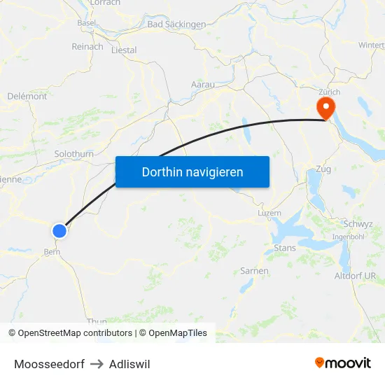 Moosseedorf to Adliswil map