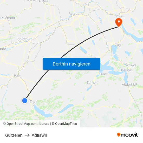 Gurzelen to Adliswil map