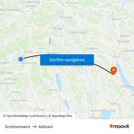 Schönenwerd to Adliswil map