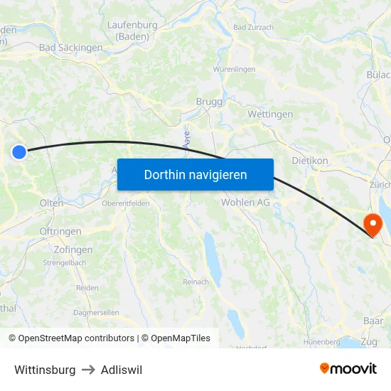 Wittinsburg to Adliswil map