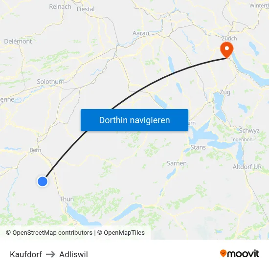 Kaufdorf to Adliswil map