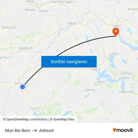 Muri Bei Bern to Adliswil map
