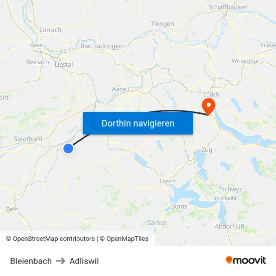 Bleienbach to Adliswil map