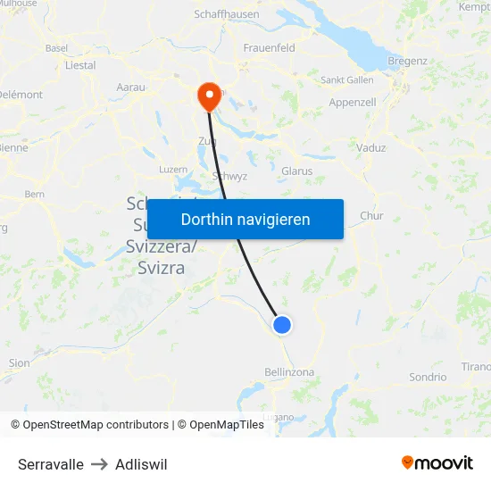 Serravalle to Adliswil map