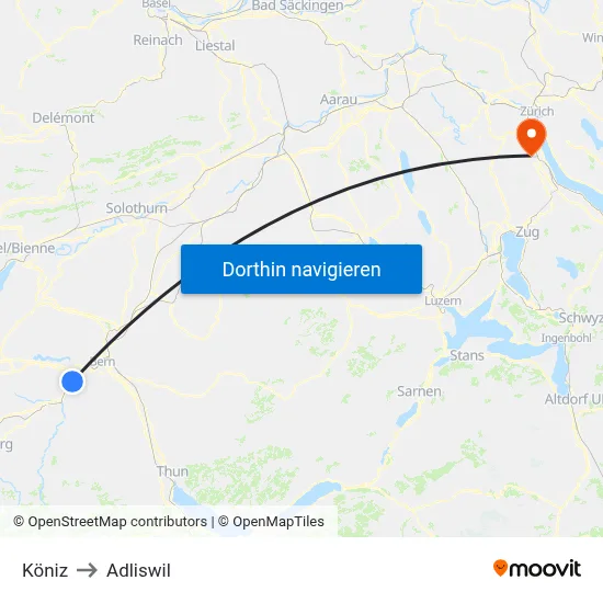 Köniz to Adliswil map