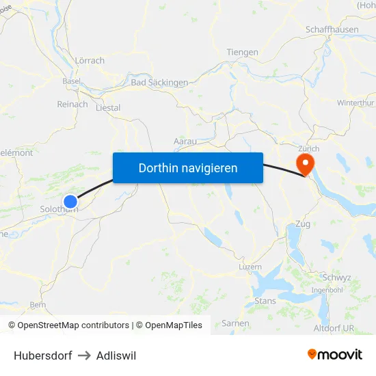 Hubersdorf to Adliswil map