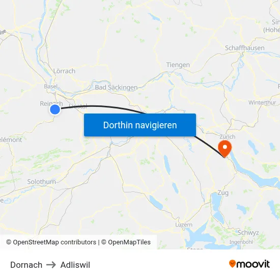 Dornach to Adliswil map