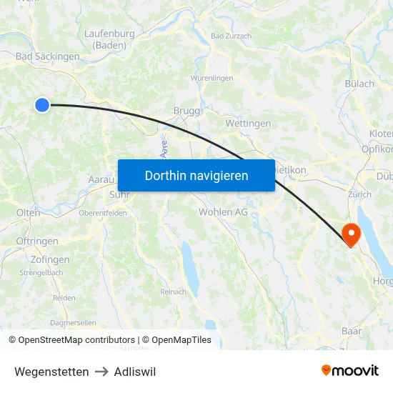 Wegenstetten to Adliswil map