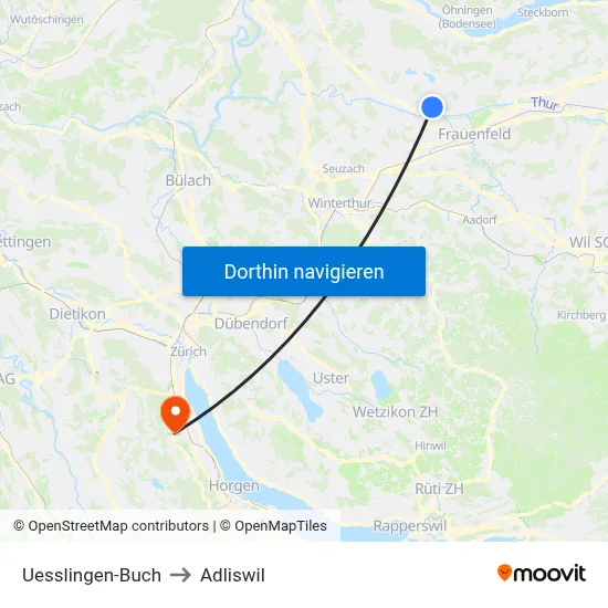 Uesslingen-Buch to Adliswil map