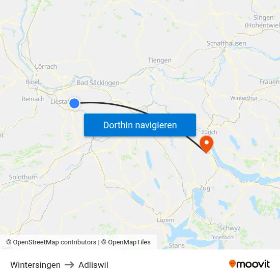 Wintersingen to Adliswil map