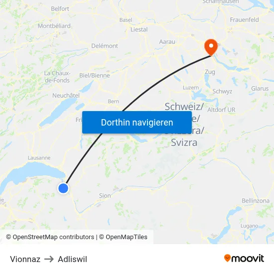 Vionnaz to Adliswil map