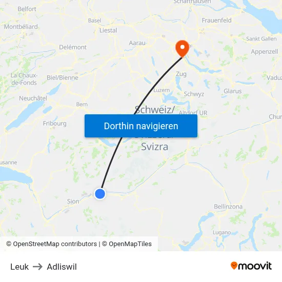 Leuk to Adliswil map