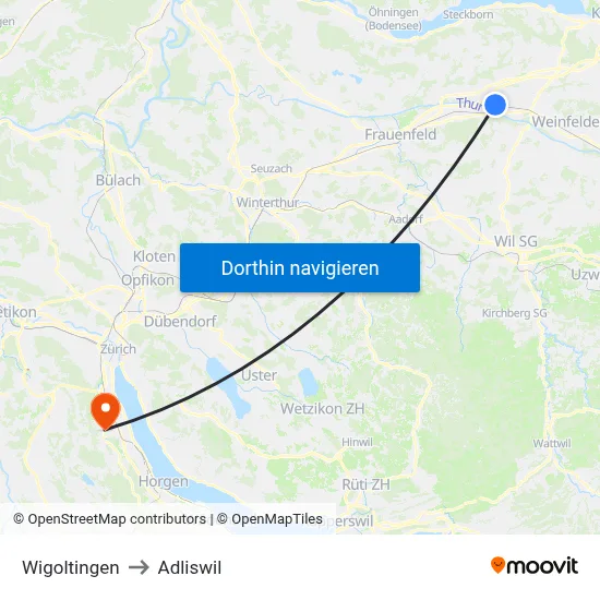 Wigoltingen to Adliswil map