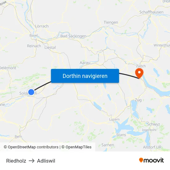 Riedholz to Adliswil map
