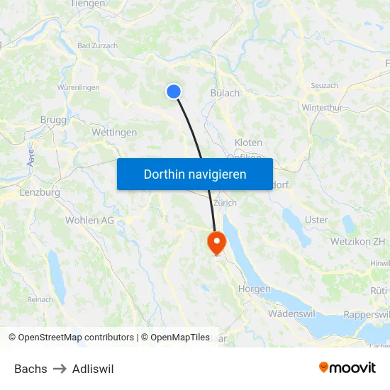 Bachs to Adliswil map