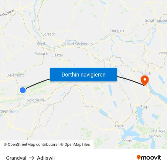 Grandval to Adliswil map