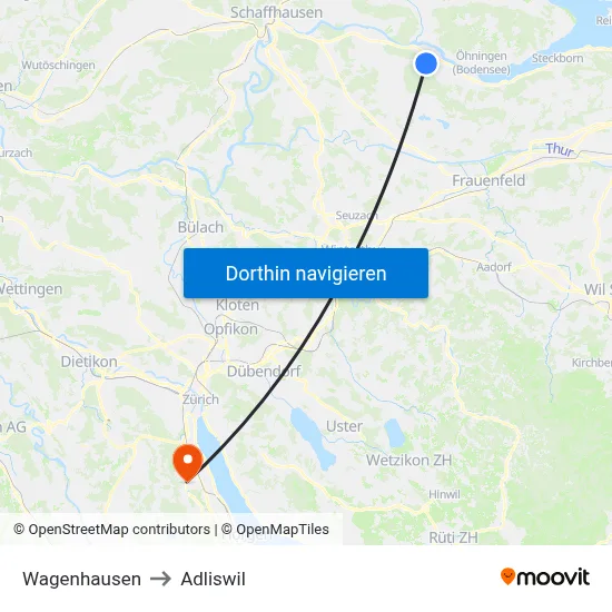 Wagenhausen to Adliswil map