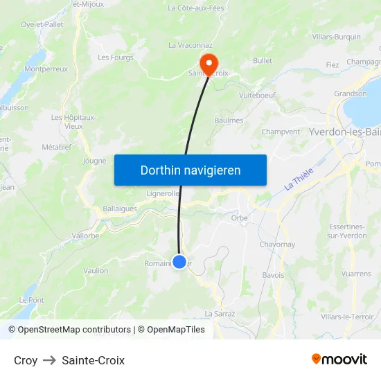 Croy to Sainte-Croix map