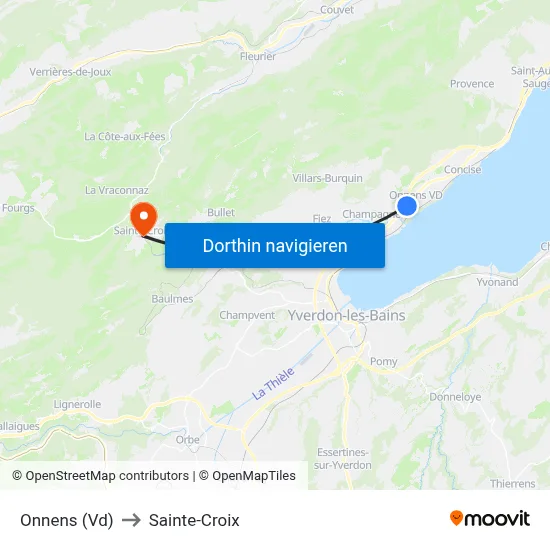 Onnens (Vd) to Sainte-Croix map