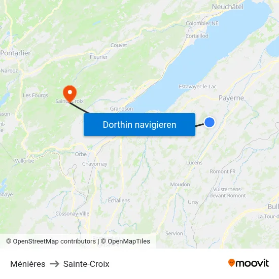 Ménières to Sainte-Croix map