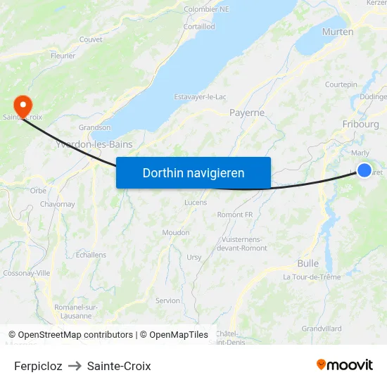 Ferpicloz to Sainte-Croix map