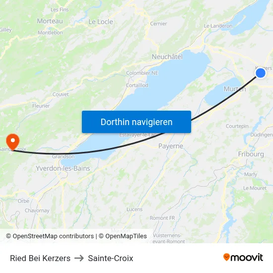 Ried Bei Kerzers to Sainte-Croix map