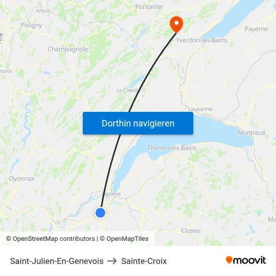 Saint-Julien-En-Genevois to Sainte-Croix map