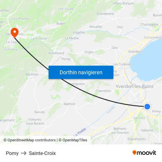 Pomy to Sainte-Croix map