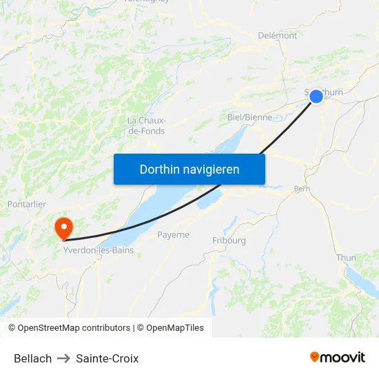 Bellach to Sainte-Croix map