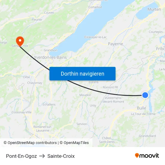 Pont-En-Ogoz to Sainte-Croix map