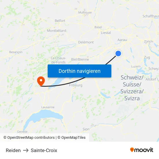 Reiden to Sainte-Croix map